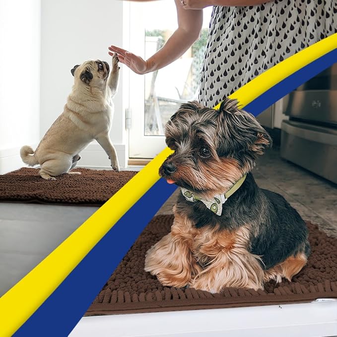 Muddy Mat® | Super Absorbent Door Mat Indoor, Microfiber Quick Dry Chenille Entryway Rug, Non-Slip Front Door Mat, Indoor Mats for Entryway, Machine Washable Pet Rug, Brown 35"x24"