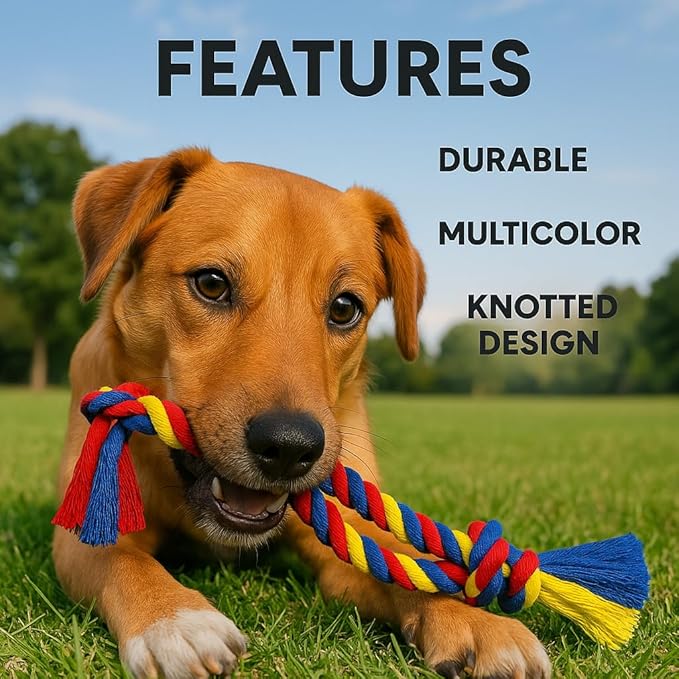 Dog Rope Toys for Medium and Large Dogs | Strong Cotton Rope Set for Chewing, Teething Comfort, Tug Play and Daily Interactive Activities | (2 pcs Dog Toys Combo)