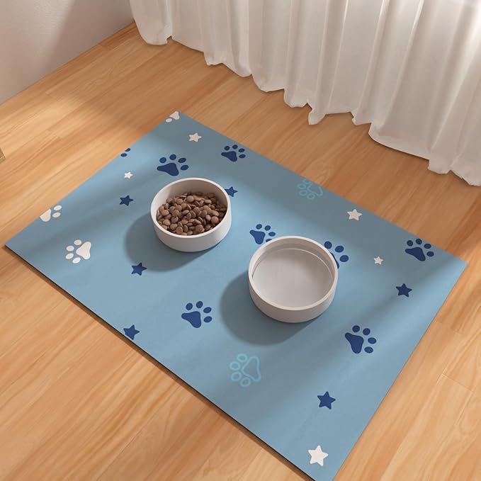 Pet Feeding Mats 16"x24"- Absorbent Dog Mat for Food and Water, Large Pet Food Mat, Rubber Mat for Dog Bowls, Pet Food Mats for Floor, Mat for Cat Food and Water Bowls