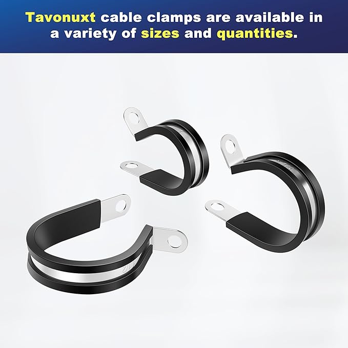 30PCS 5/16 Inch Cable Clamps, 304 Stainless Steel Rubber Coated Cable Clamps, Pipe Clamps