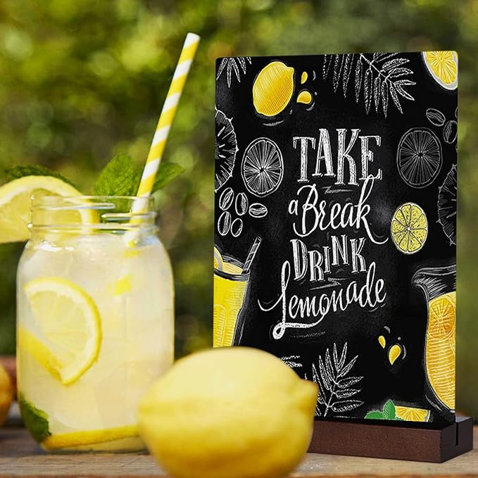 Tabletop Chalkboard with Wood Stand - 3 Pack, 8 x 12 Inch Double Sided Blackboard Food Signs Menu Message Boards for Coffee Bar, Lemonade Stand, Party Decoration - Vertical Back