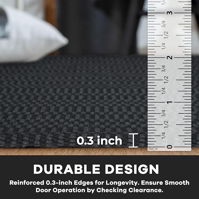 KOZYFLY Washable Runner Rug 3x8 ft Hallway Kitchen Runner Rugs with Rubber Backing Bobo Entryway Runner Indoor, Carpet Runners for Hall Entryway Bedroom, Black/Grey