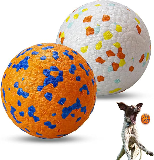 POUPUA 2-Pack Super Bouncy Dog Balls — Lightweight & Safe (Won’t Hurt Dogs), Indestructible Tennis Balls for Aggressive Chewers, Durable Floating Fetch Toys for Medium & Large Dogs