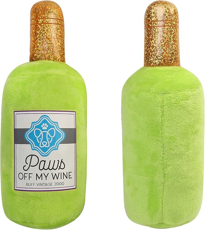 Prime Pets Plush Dog Toy, Crinkle Dog Toys, Wine Bottle Pet Toy for Small Medium Large Dogs