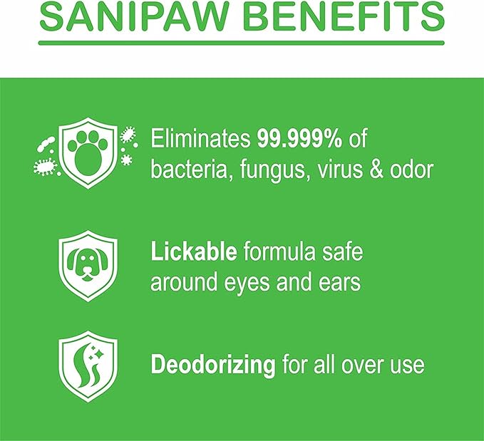 PawZ SaniPaw Dog Paw Cleaner and Odor Eliminator Spray, 8 Oz Paw Sanitizer and Dog Repellent Spray, 2 Pack