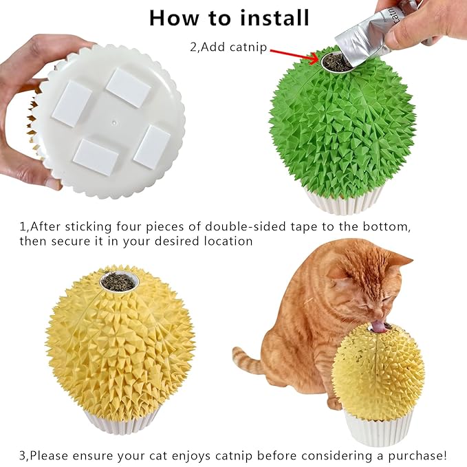 Miwoowim Catnip Feeder and Self Grooming Toys - Cat Face Scratcher, Wall Corner Massage Comb for Indoor Cats (yellow)
