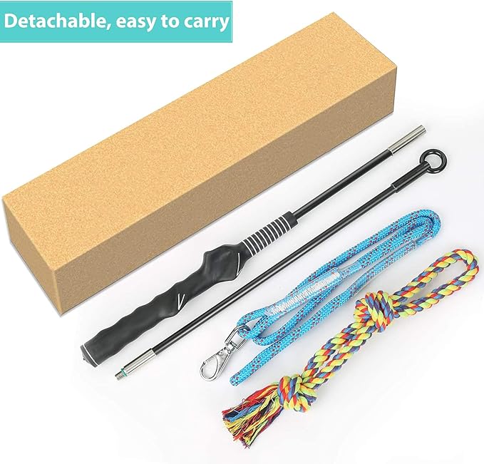 Flirt Pole for Dogs Pet Teaser Wand Outdoor Interactive Pet Dog Flirt Pole Training Exercise Rope Toy for Small Medium Large Dogs Cats