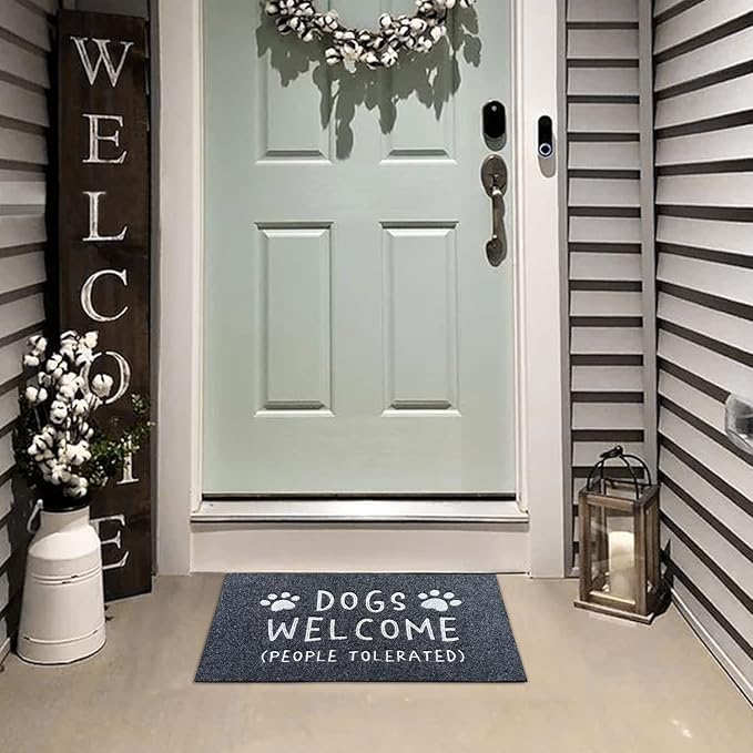 AAZZKANG Dogs Door Mat with Non Slip Rubber Back Funny Paw Doormat Easy to Clean Outdoor Indoor Front Door Mats for Entrance