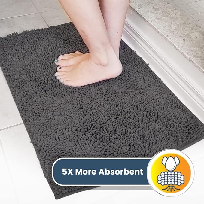 Muddy Mat® Shown on TV – Super Absorbent Door Mat Indoor, Microfiber Quick Dry Chenille Entryway Rug, Non-Slip Front Door Mat, Indoor Mats for Entryway, Machine Washable Pet Rug, Charcoal 36"x60"