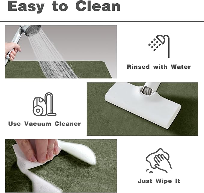 Toilet Rug, Thin Toilet Rugs U Shaped Washable Non Slip Absorbent Quick Dry Low Pile Toilet Mat, 20"x24" U Shape Sage Green