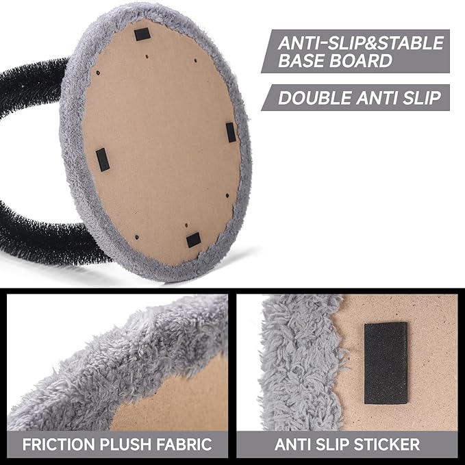 Cat Arch Self Groomer Massager, Kitty Grooming Brush with 2 Brushes and Heavy Plush Base, Cat Face and Back Scratchers, Rubbing Post for Indoor and Outdoor Cats with 2 Plush Balls