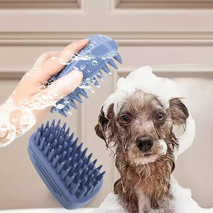 PETIMP STORE Dog Brush Kit for Grooming Short & Long Haired Dogs & Cats, 4-in-1 Pet Grooming Set with Self-Cleaning Slicker Brush, Deshedding Tool, Shampoo Bath Comb, Massge Comb (White Black)