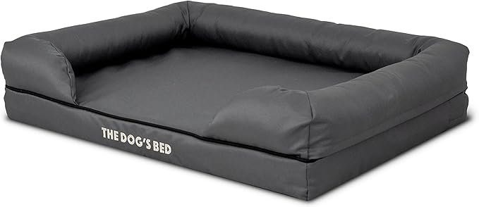 The Dog’s Bed Medium Oxford Grey, Memory Foam, Pain Relief: Arthritis, Hip & Elbow Dysplasia, Post Surgery, Lameness, Supportive, Calming, Waterproof Washable Cover