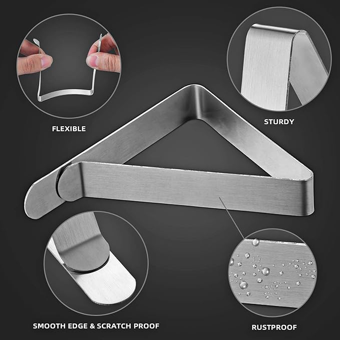 12 Pack Tablecloth Clips - Tablecloth Clips for Outdoor Tables Stainless Steel Table Cloth Holders Heavy Duty