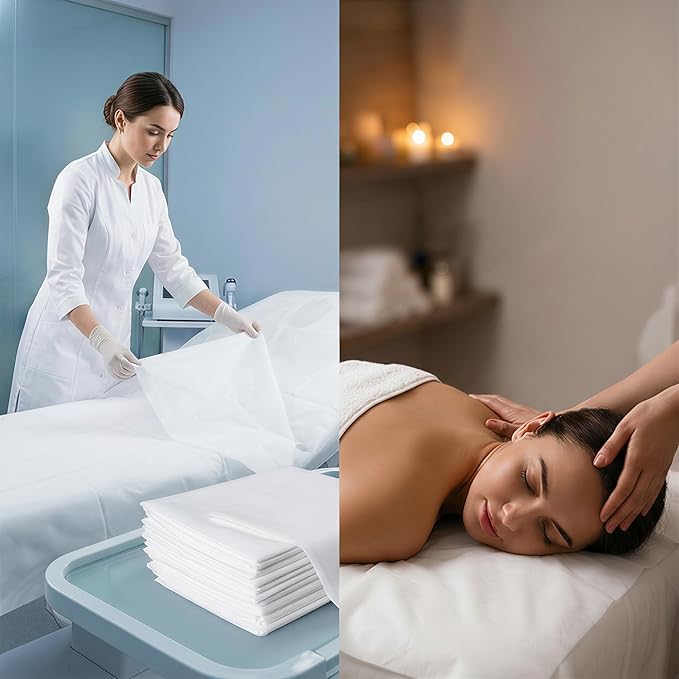 50 Pack 25g SMS Disposable Massage Table Sheets - 31"x70" Waterproof Bed Cover for Lash, Spa, Tattoo - Extra Thick, Non-Woven & No-Noise (Professional Grade)