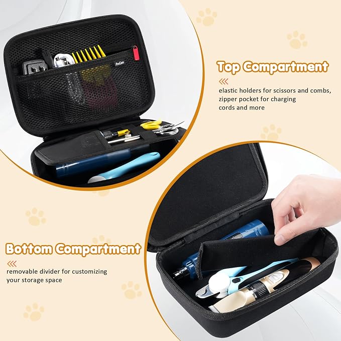 ProCase Hard Pet Grooming Tool Storage Case, Travel Organizer for Oneisall/Wahl Dog Clippers, Pet Shaver, Nail Trimmer and Accessories, Grooming Bag for Dog or Cat Grooming Kits Supplies -Black