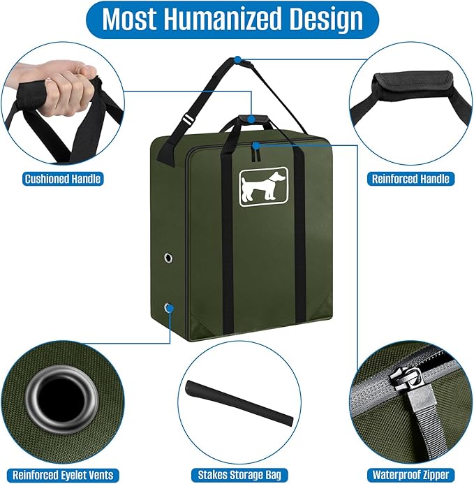 SIRUITON Dog Playpen Storage Bag Fits 32" H 8 Panels and 9 Stakes,Heavy Duty 600D Oxford Fabric Dog Fence Travel Bag Suitable for Foldable Exercise Pet Playpen with Reinforced Double Handles