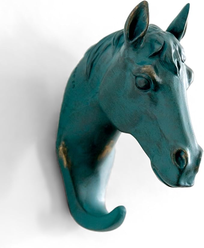 Horse Head Single Wall Hook/Hanger Animal Shaped Coat Hat Hook Heavy Duty, Rustic, Decorative Gift (Bronze)