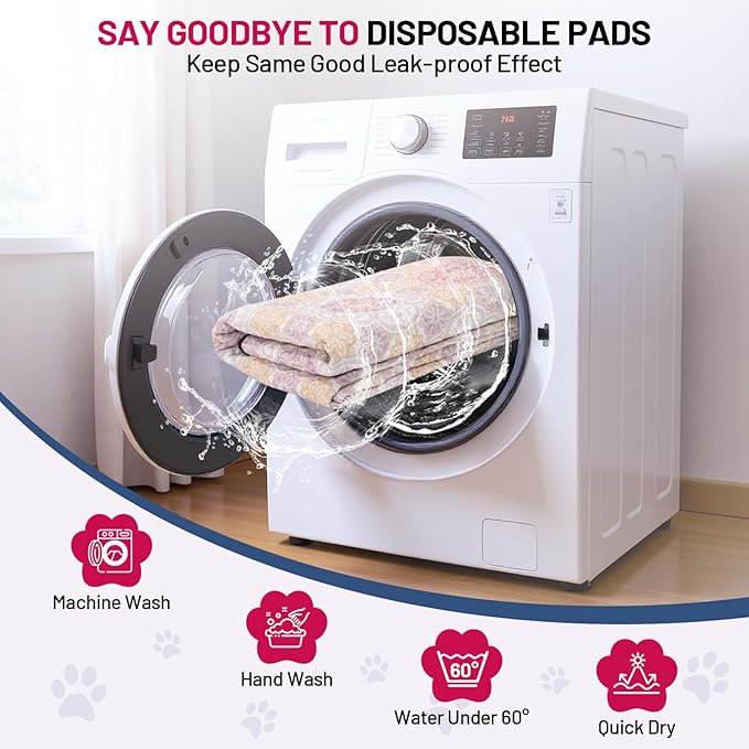 Washable Dog Pee Pads, 24"x48" Reusable Absorbent Dog Pads, Washable, Waterproof & Non-Slip Puppy Pads for Potty Training, Crate, Playpen, Whelping, Mandala Floral Pattern (Pack of 2)
