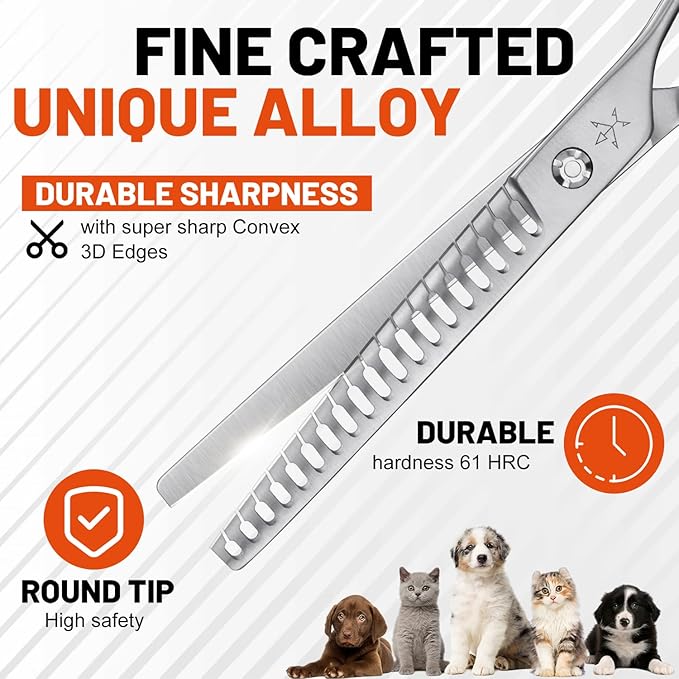 High-end Professional Dog Grooming Thinning Scissors Teeth Cutting Blending Shears Pet Texturizing Shears 7.5 Inch Extremely Very Sharp Stainless Steel Alloy For Cat Other Animals Groomer