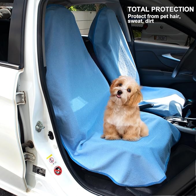 Waterproof Sweating Car Seat Cover for Post Gym Workout, Running, Swimming, Beach and Hiking, Universal Fit Non-Slip Bucket Seat Protector for Cars SUV Trucks, Machine Washable (Light Blue)