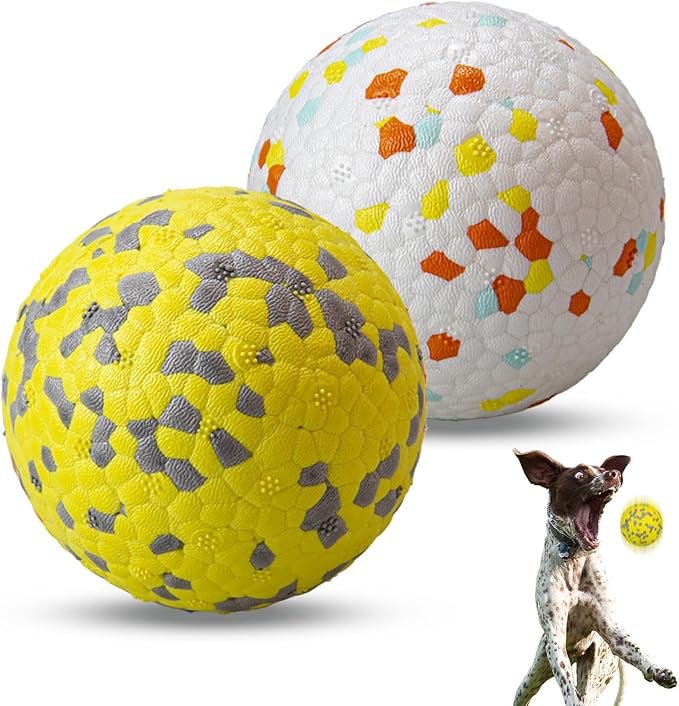 POUPUA 2-Pack Super Bouncy Dog Balls — Lightweight & Safe (Won’t Hurt Dogs), Indestructible Tennis Balls for Aggressive Chewers, Durable Floating Fetch Toys for Medium & Large Dogs