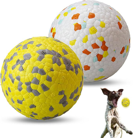 POUPUA 2-Pack Super Bouncy Dog Balls — Lightweight & Safe (Won’t Hurt Dogs), Indestructible Tennis Balls for Aggressive Chewers, Durable Floating Fetch Toys for Small & Medium Dogs