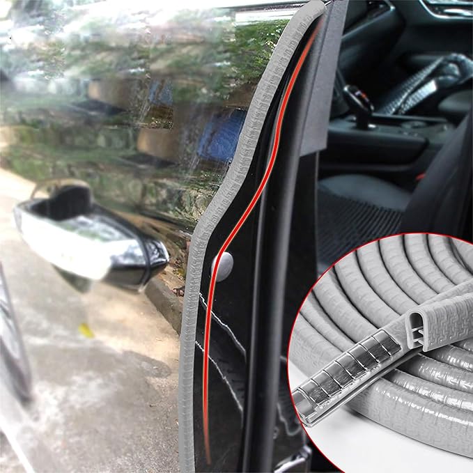 MYFAMIREA 49Ft(15M) Long Car Door Edge Guards, U Shape Edge Trim Rubber Seal Protector Car Door Protection Anti-Collision Rubber Clips Easy to Cut No Need Adhesive Fit for Most Vehicles| Grey