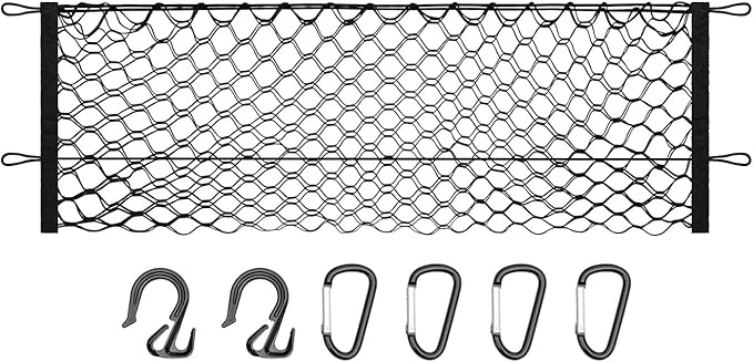 Trunk Cargo Net for 2023-2025 2026 Chevy Colorado &GMC Canyon Accessories Envelope Style Mesh Trunk Net Organizer and Storage Stretchable Adjustable Elastic Nylon Rear Cargo Netting with Hooks