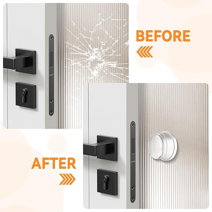 Upgraded Door Bumper 1.5" Clear Silicone | Self-Adhesive Door Knob Wall Protector |Large Rubber Door Stops for Wall Protection & Noise Reduction | 2 Pack