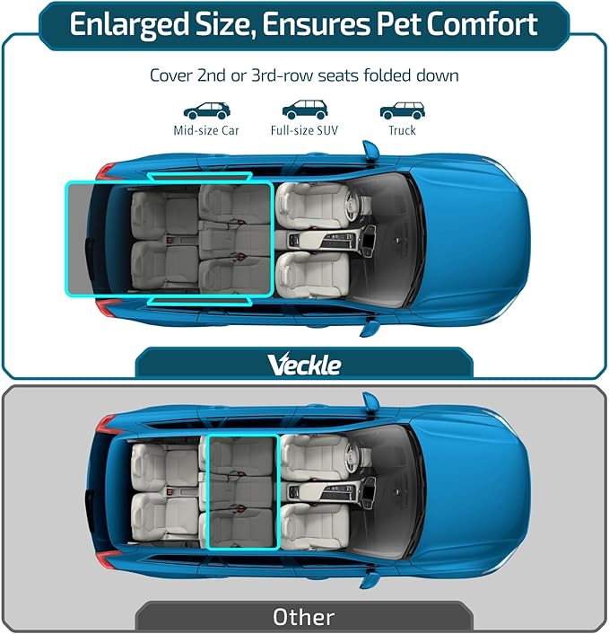 Veckle SUV Cargo Liner for Dogs with Side Flaps, Large (54" x 93") Water Resistant Trunk Cover, Non-Slip Pet Area Protector with Bumper Flap, Universal Fit for SUVs Sedans Vans, Black