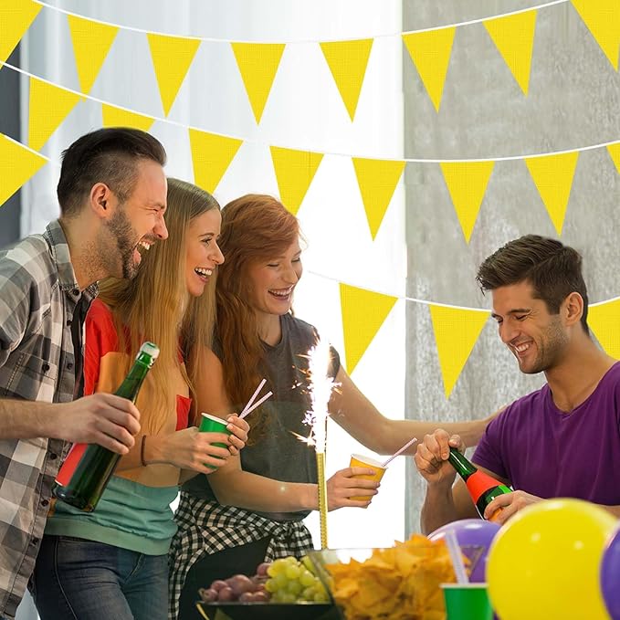 Tatuo 820 ft 500 Pcs Pennant Banner Flag String Hanging Triangle Bunting Flag for Carnival Party Outdoor Events Birthday Classroom Decoration(Yellow)