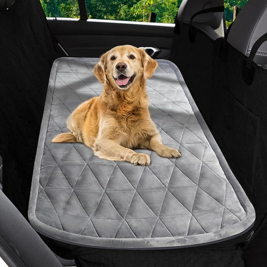Petskd Non-Slip Dog Bed for Car Back Seat Cover, Soft Pet Mat fits Backseat Extenders, Portable and Easy Clean Dog Mats for Trucks, SUVs, Couch, Camping(Grey)