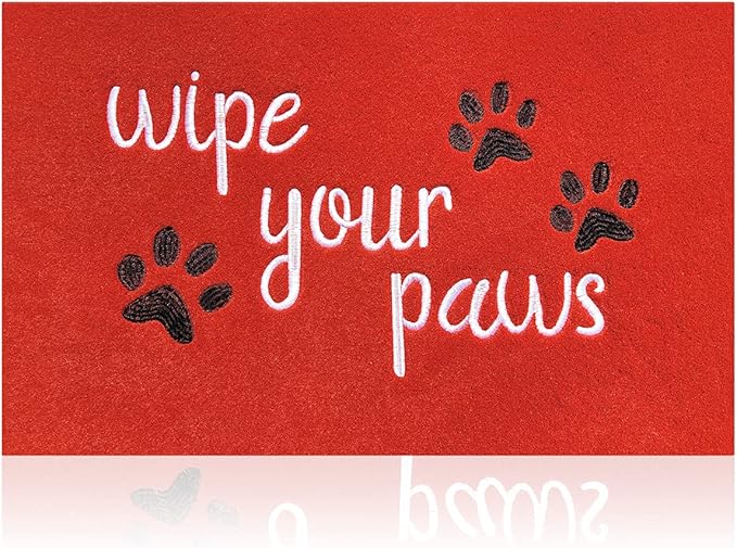 Welcome Mat Red Front Doormats Indoor Entrance Funny Door mats Wipe Your Paws Mat Outside Door Mats for Indoor Outdoor with Non Slip Rubber