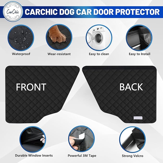 Dog Car Door Protector, 2 Pack Heavy Duty 5-Layer Car Door Protectors from Dog Scratching,Waterproof Door Protectors for Vehicles,Universal Fit for Cars, Trucks, SUVs, Storm Black