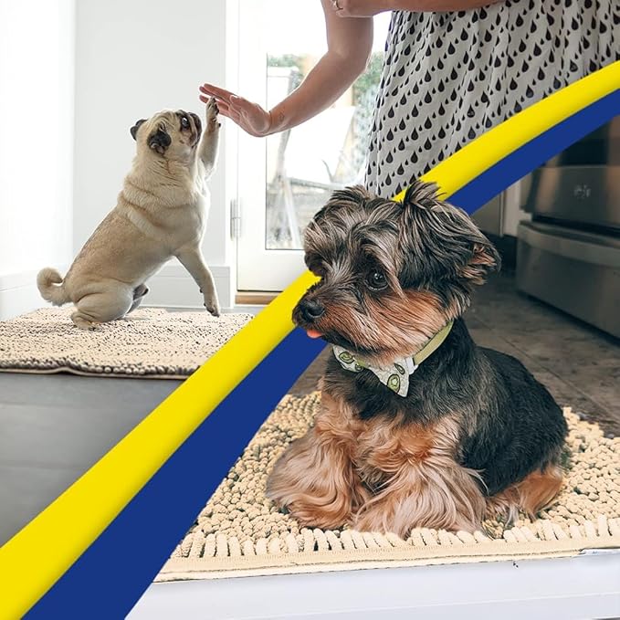 Muddy Mat® | Super Absorbent Door Mat Indoor, Microfiber Quick Dry Chenille Entryway Rug, Non-Slip Front Door Mat, Indoor Mats for Entryway, Machine Washable Pet Rug, Beige 16"x24"