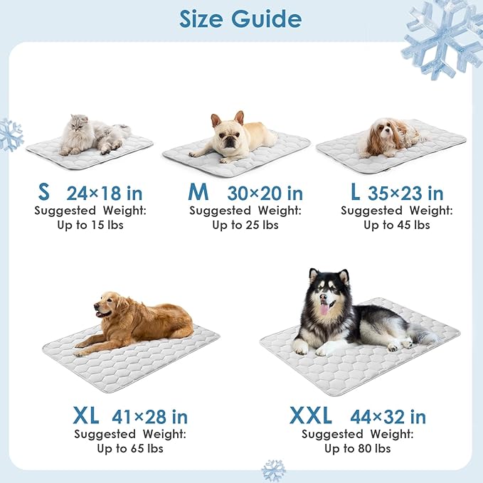 EHEYCIGA Cooling Mat for Dogs(Q-Max>0.53), Washable Dog Cooling Mat, Portable Kennel Cooling Pet Pad for Summer, Non-Slip Summer Crate Pad for Large Dog, Grey, 35x23