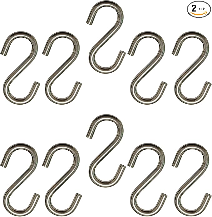304 Stainless Steel S Hook, S Hook Metal Hanging Practical Hook Connecting Hook for Item Hanging (Dia:3/16in(4mm)-10PCS)