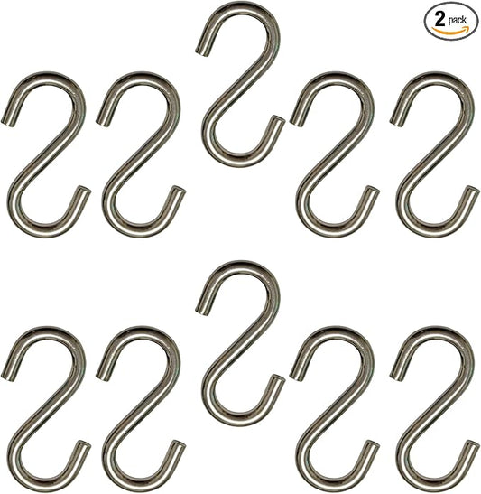 304 Stainless Steel S Hook, S Hook Metal Hanging Practical Hook Connecting Hook for Item Hanging (Dia:3/16in(4mm)-10PCS)