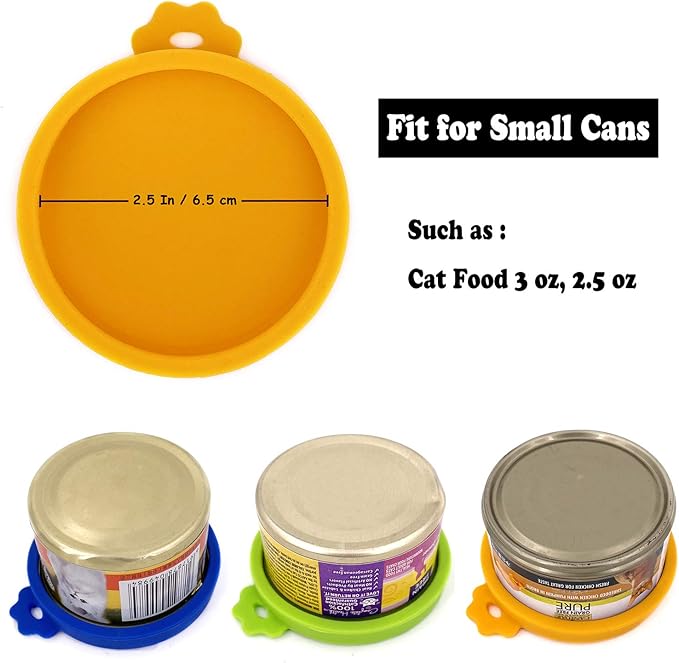 Comtim Cat Food Can Lids, Silicone Small Pet Food Can Lids Covers for 3 oz Cat Food Cans (Multiple)