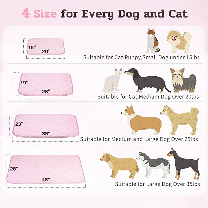 NWK Fluffy Self Warming Cat Mat, Cat Blanket, Thermal Dog Mat, Washable, Non-Slip Bottom for Sofa & Crate & Kennel & Car Seat (Blush Pink, Small (20'' X 16'' X 0.4''))