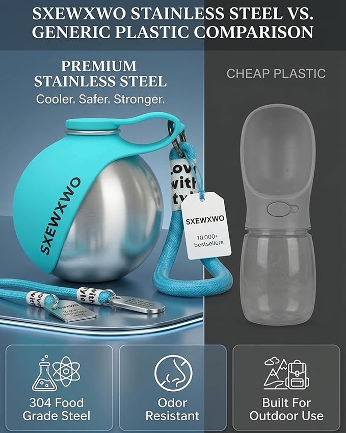 The 2-in-1 Dog Water Bottle & Bowl 2026 New Portable Trave Pet Dispenser Perros Silicone Water Ball Spill Proof Container Design on Walks Walking Hiking Insulated Round Botella Animal (Pink)