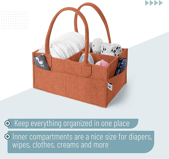 Mr. Pen- Baby Diaper Caddy Organizer, Rustic Warmth, Nursery Storage Bin and Car Organizer for Diapers and Baby Wipes