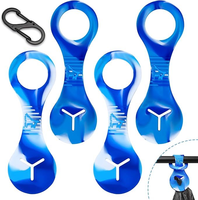 Dog Poop Bag Holder for Leash Waste Bag Carrier Dog Poop Bag Dispenser for Walking Running Bicycle Accessory 4 Pieces (Mixed Blue)