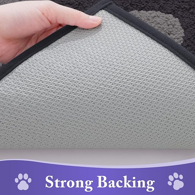 Buganda Dog Door Mat for Muddy Paws, Absorbent Dirt Trapper Non Slip Indoor Doormats, Washable Low-Profile Mat for Mud Dogs, Entryway Carpet for Inside Floor (47x32 Inches, Dark Grey)