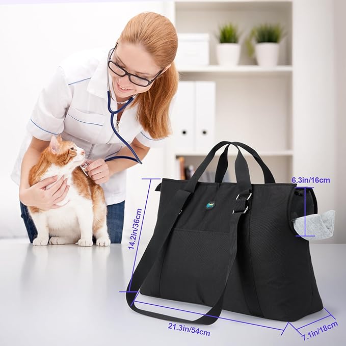 Ownpets Large Dog Purse Carrier, Carrier with Pockets for Medium Pets for Travel Vet Shopping, Fits 18-20 lbs, Cat and Dog Tote Bag, Women's Hands-Free Pet Carrier Bag, (Black)
