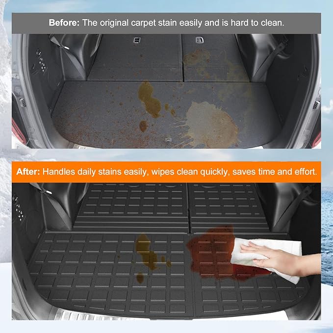 powoq Cargo Liner Compatible with 2020-2025 Hyundai Palisade Backrest Mat TPE Behind 3rd Row Replacement for 2020 2021 2022 2023 2024 2025 Hyundai Palisade Accessories (Trunk Mat with Backrest Mat)