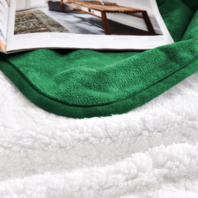 Waterproof Blanket for Bed Couch Sofa, Soft Liquid Pee Proof Pet Blanket for Dog Puppy Cat, Reversible Sherpa Fleece Furniture Protector (Green, 50x60 inches)