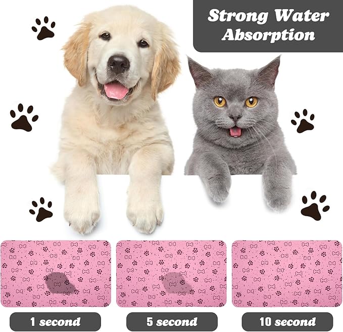 Dog Food Mats,Cat Absorbent Water Bowl Feeding Mats Pet Placemats for Food and Water Spot 12 * 20 inch