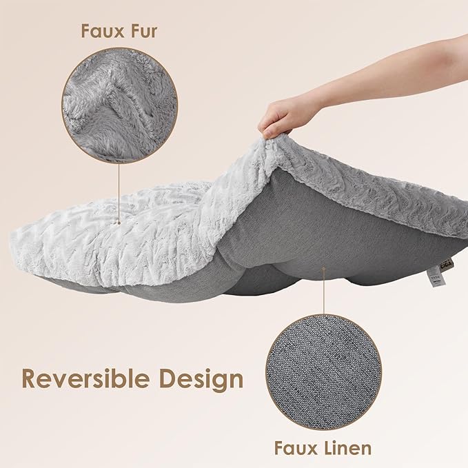 EHEYCIGA Washable Small Dog Bed for Crate 23x18 Inch, Reversible Kennel Pad for Puppy Weight Up to 25 lbs, Plush and Comfy Pet Sleeping Mat, Grey